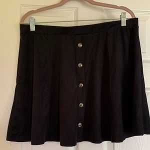 Black Suede Button Up Circle/Mini Skirt